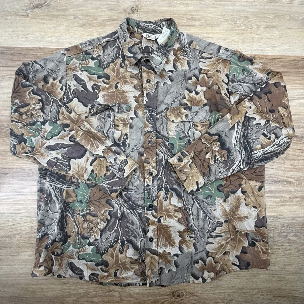 Vintage Walls Shirt Mens 3XL Camo Tan Long Sleeve Button-Up Hunting - Picture 2 of 7